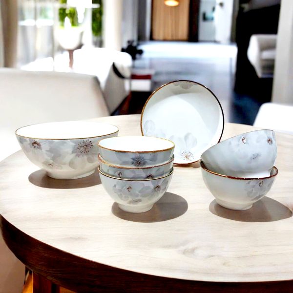 BỘ BÁT ĐĨA SỨ HOA
